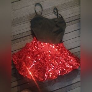 NEW Girls Small Weissman Exclusive Black Red Sequin Tulle Dress